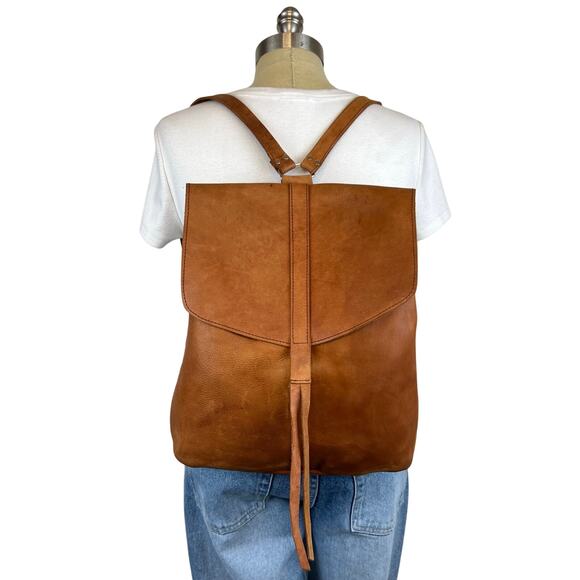 Raven + Lily Handcrafted Soft Natural Leather Brown Tan Backpack - Picture 2 of 13
